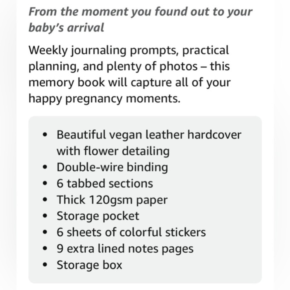 Pregnancy Journal & Memory Book Great First Time Mom Gift Keepsake Rose Gold NIP - Picture 10 of 16